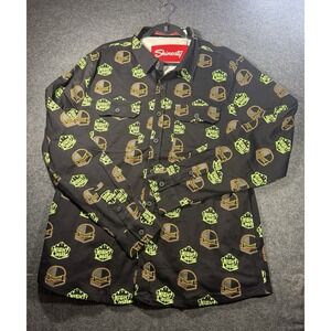 Shinesty Night Castle Burger Print Long Sleeve Button Down Shirt Large NWT